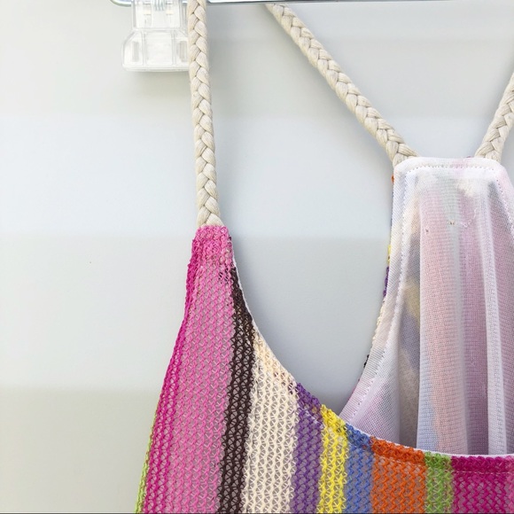 Fun colorful stripe knit sun dress with lining - Picture 3 of 6